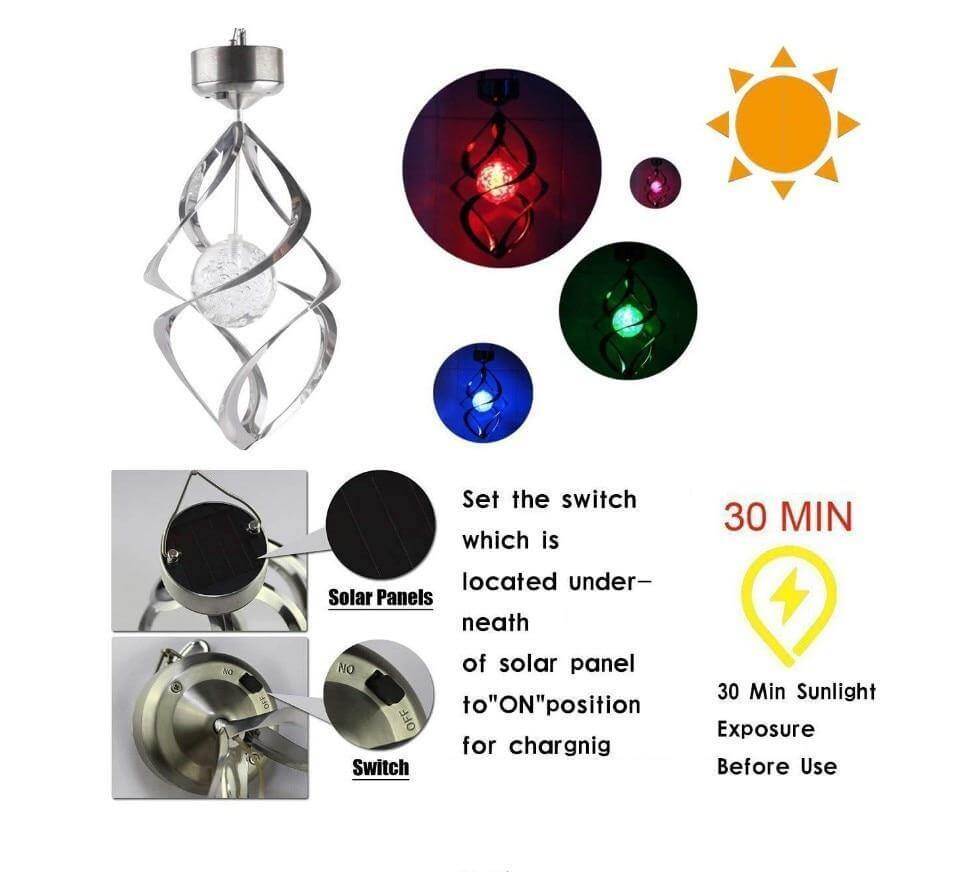 7-Colour Solar Changing LED Wind Chimes Light - Image 5