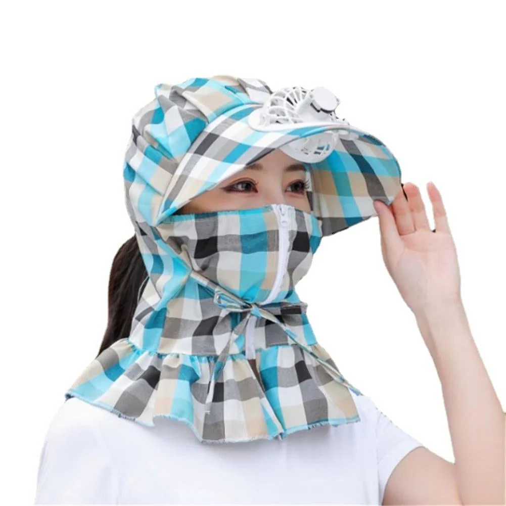 Anti-UV Dust Protect Long Wrap Hat with Fan - Image 3
