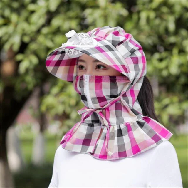 Anti-UV Dust Protect Long Wrap Hat with Fan - Image 5