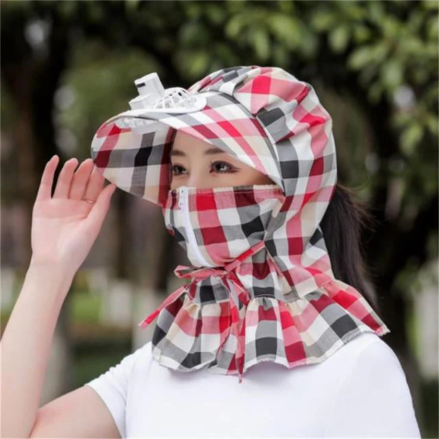 Anti-UV Dust Protect Long Wrap Hat with Fan - Image 7