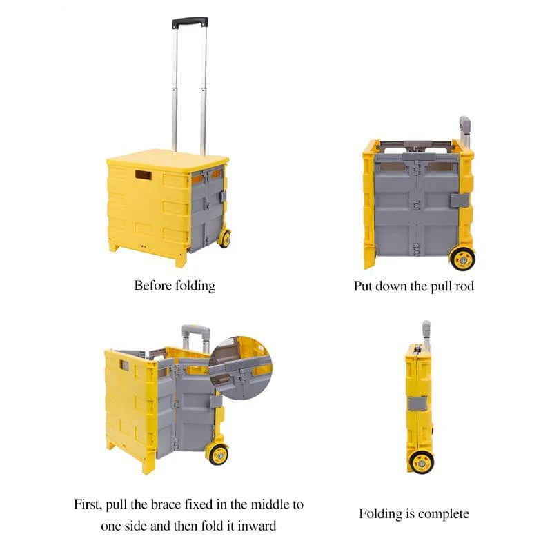 Foldable Portable Grocery Picnic Trolley Storage Cart Box - Image 4