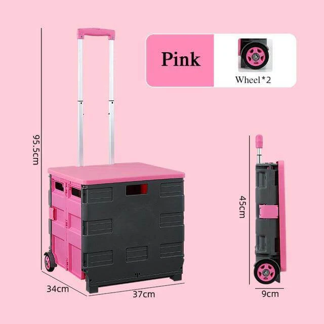 Foldable Portable Grocery Picnic Trolley Storage Cart Box - Image 7