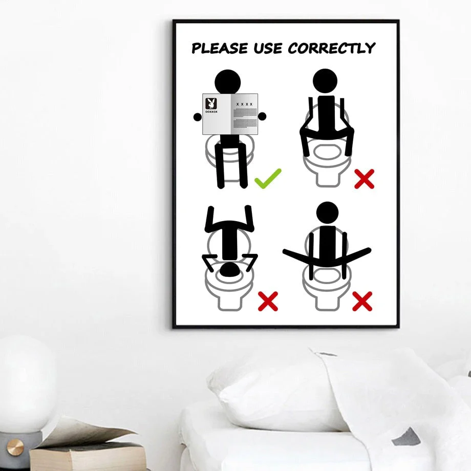 Funny Canvas Bathroom Warning Sign Poster - Image 3