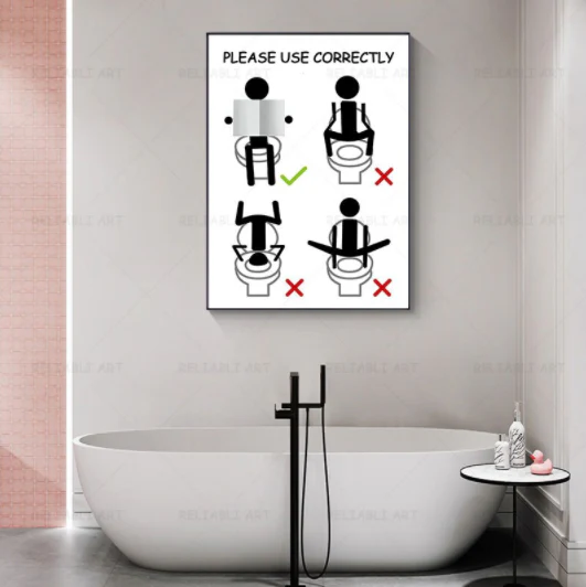 Funny Canvas Bathroom Warning Sign Poster - Image 5