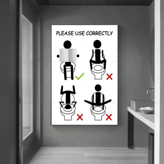 Funny Canvas Bathroom Warning Sign Poster - Image 7