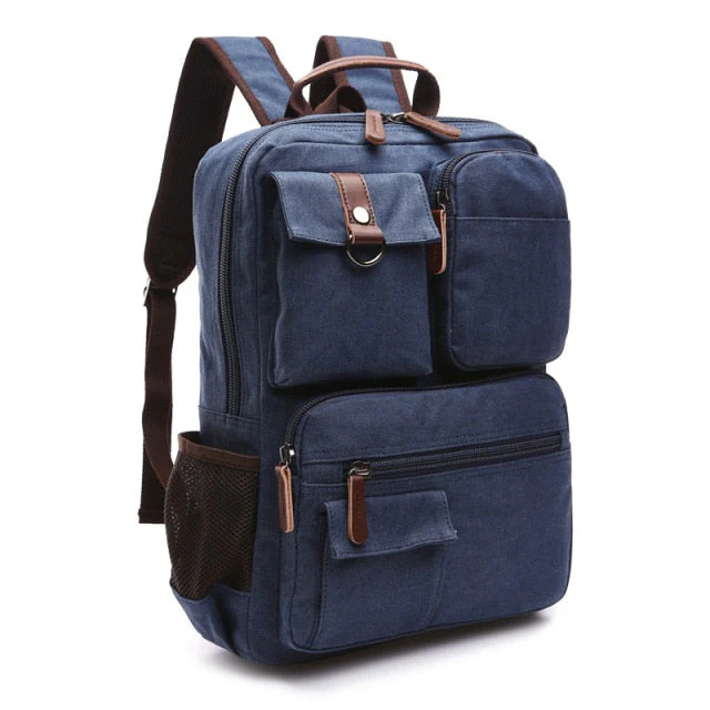 Korean Style Unisex Large Canvas Backpack - Image 10
