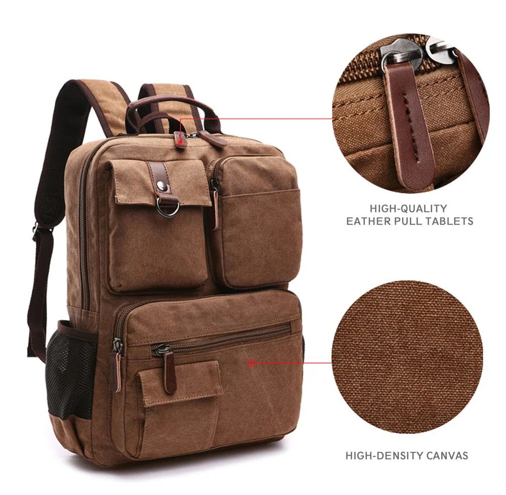 Korean Style Unisex Large Canvas Backpack - Image 3