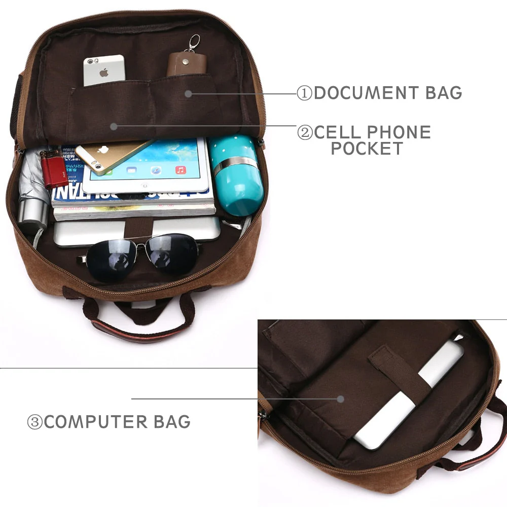 Korean Style Unisex Large Canvas Backpack - Image 4