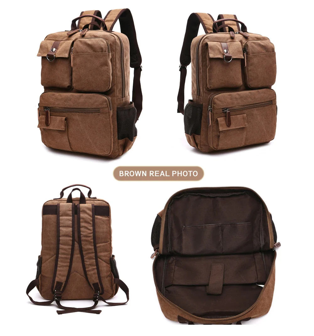 Korean Style Unisex Large Canvas Backpack - Image 7