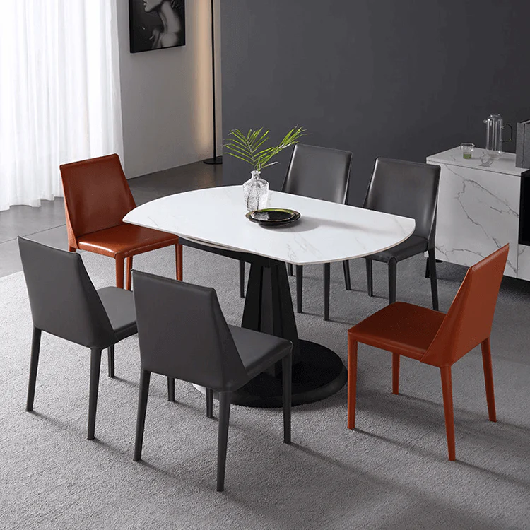 Luxury Extendable Oval Marble Rock Plate Modern Table - Image 6