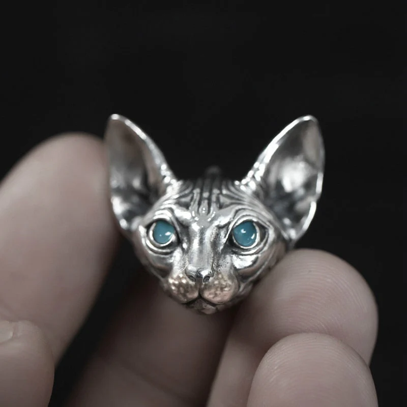 Vintage Silver Punk Cat Earrings - Image 4
