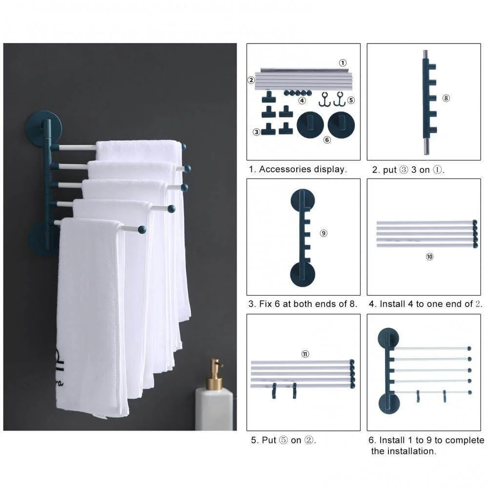 Wall-Mounted Rotating Multi-Layer Towel Rack - Image 3